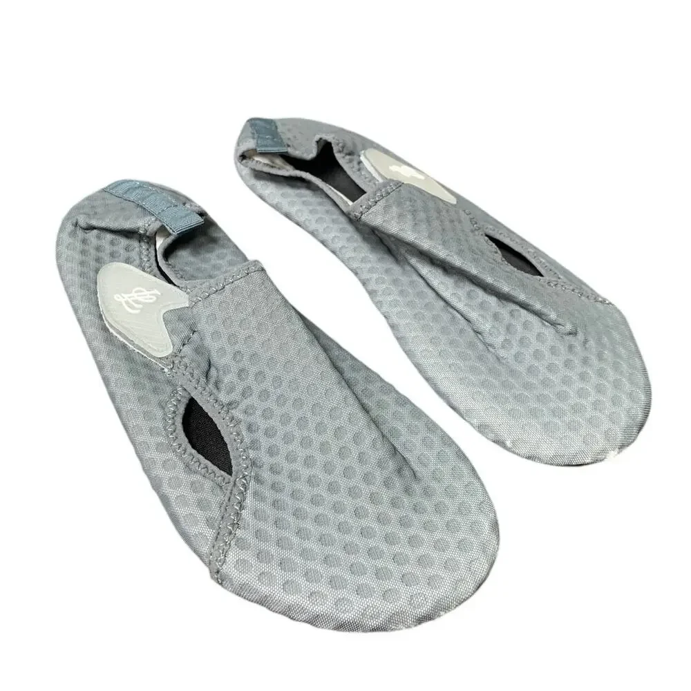LeIsfIt Mens Size 8-9 Wide Gray Hook & Loop Fasten Swim Quick Dry Barefoot Shoes